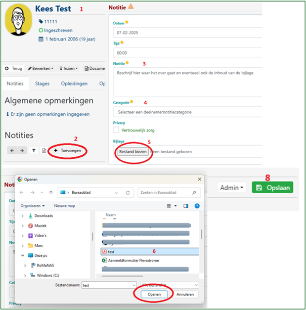 Stappenplan optie 1: bijlage opslaan via notities