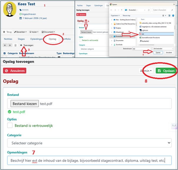 Stappenplan optie 2: bijlage opslaan via opslag