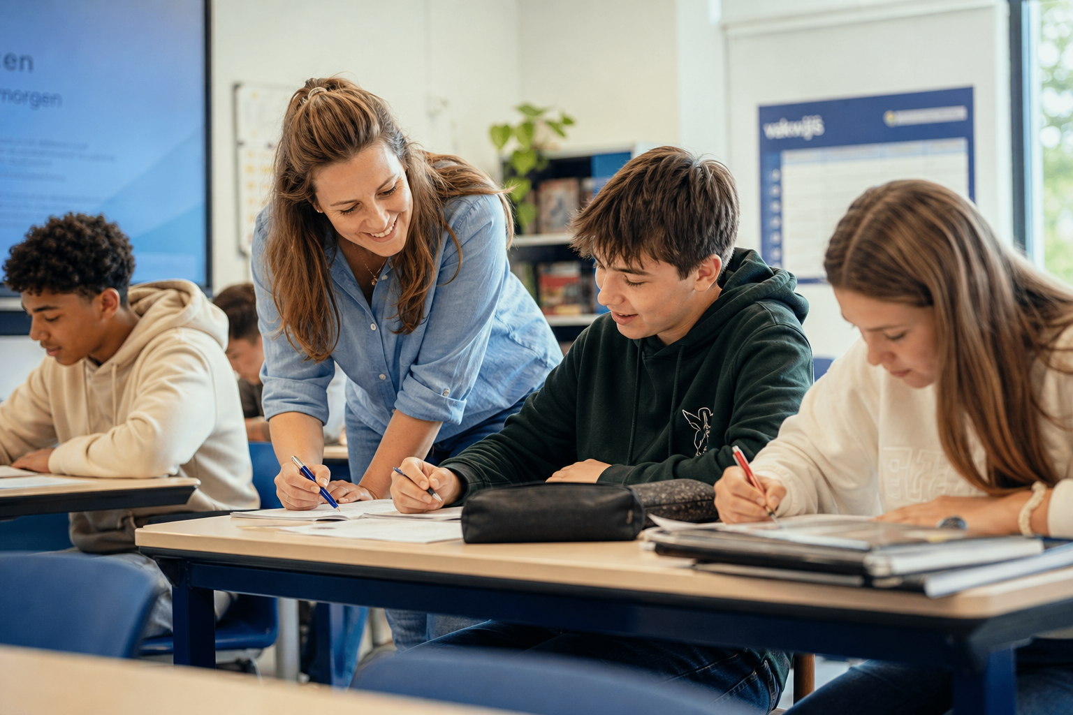 Leerlingen in de klas met begeleiding — EA-Match leerlingbegeleidingssysteem