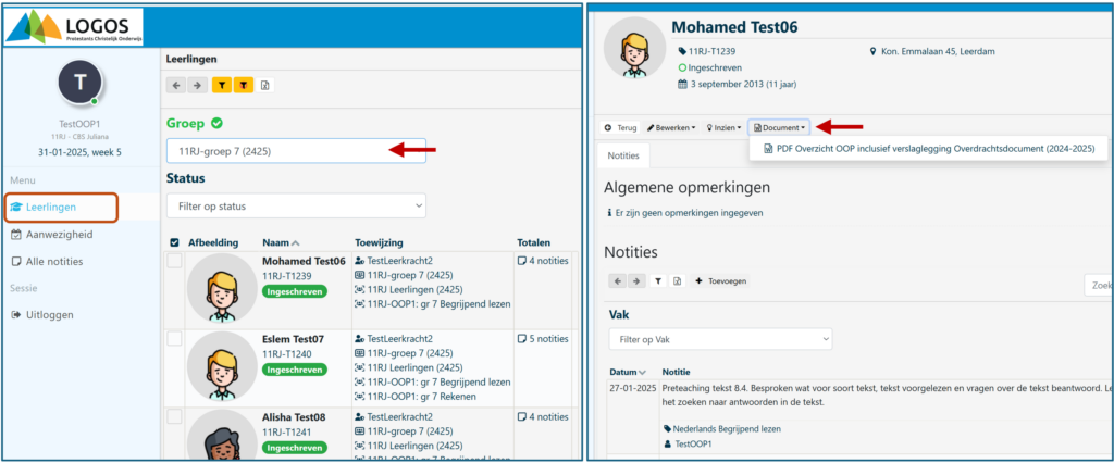 Schermafbeelding: overzichtdocument downloaden (stap 1)
