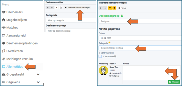 Schermafbeelding: meerdere notities toevoegen